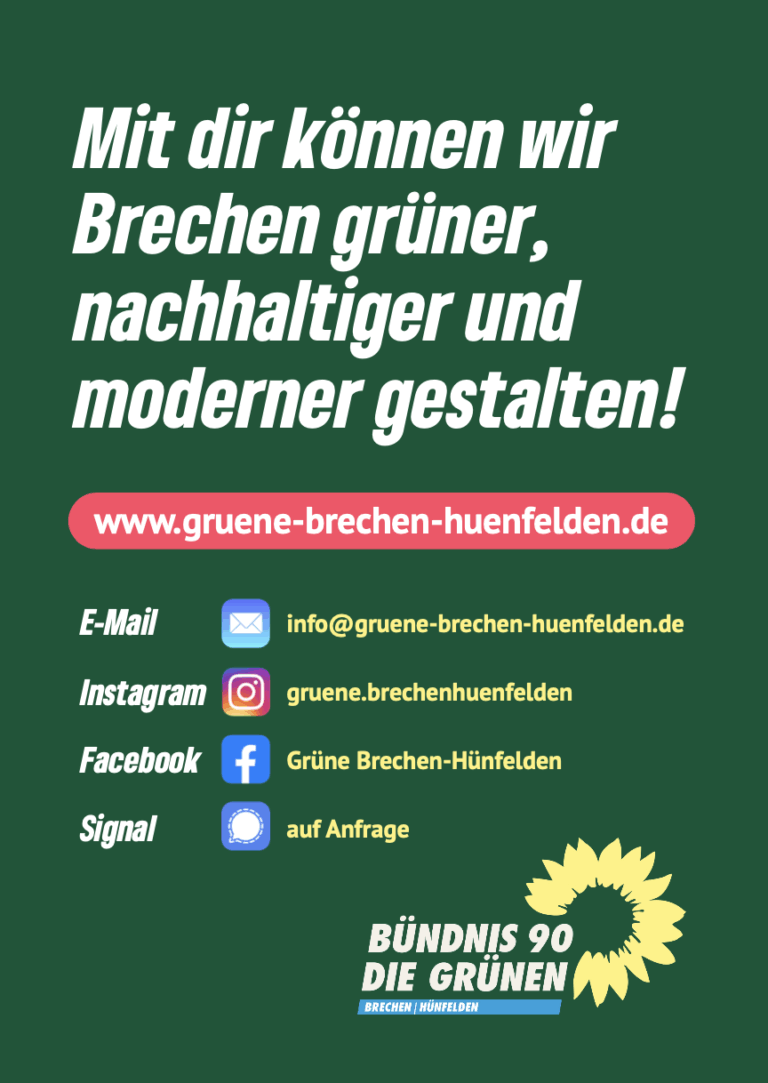 Mit dir können wir Brechen und Hünfelden grüner, nachhaltiger und moderner gestalten!